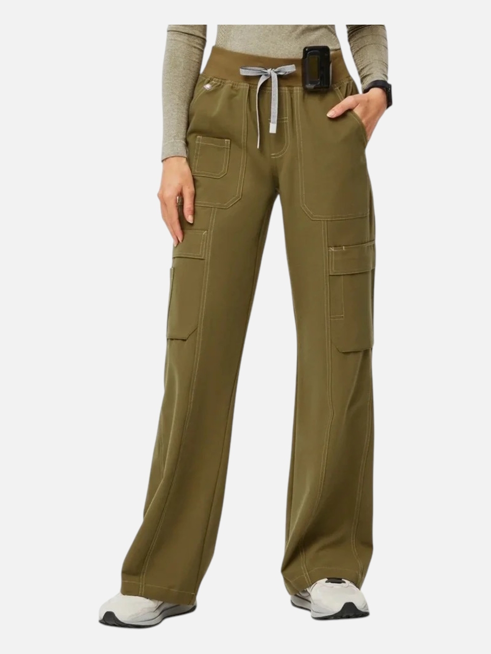 Figs Martini Olive Yendi Wide Leg Scrub